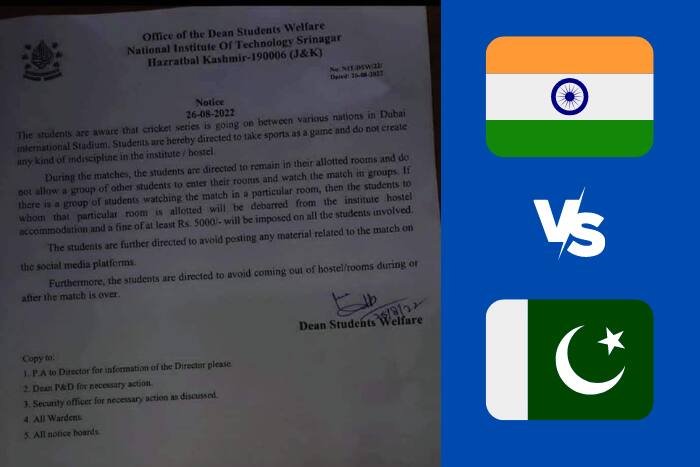 ₹ 5000 Fine For Watching India vs Pakistan Match In Group, NIT Directed Its Students